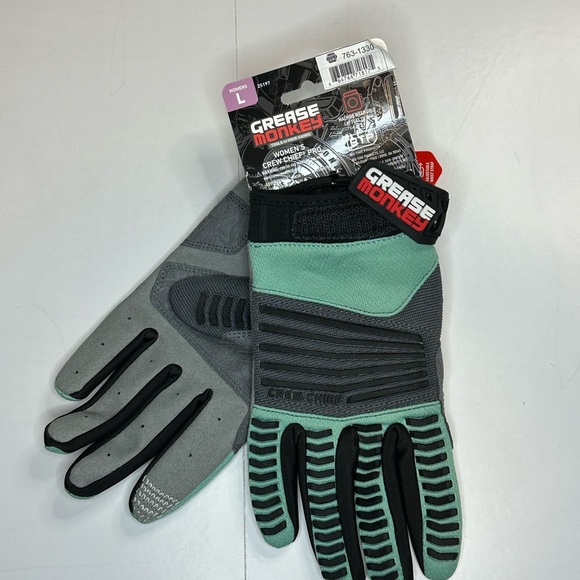 Grease Monkey Women’s Crew Chief Gloves Padded Size Large Green Touch Screen NEW - Picture 2 of 2